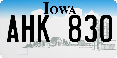IA license plate AHK830