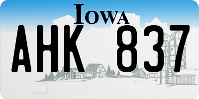 IA license plate AHK837