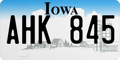 IA license plate AHK845