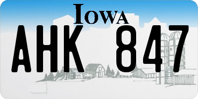 IA license plate AHK847