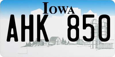IA license plate AHK850