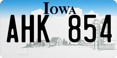 IA license plate AHK854