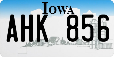 IA license plate AHK856