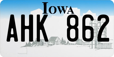 IA license plate AHK862