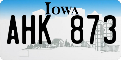 IA license plate AHK873