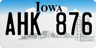 IA license plate AHK876