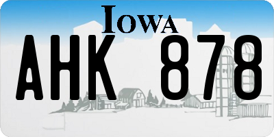 IA license plate AHK878