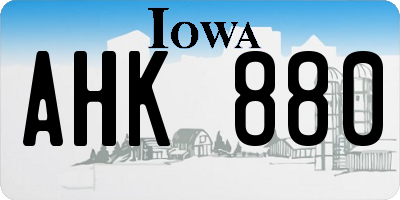 IA license plate AHK880