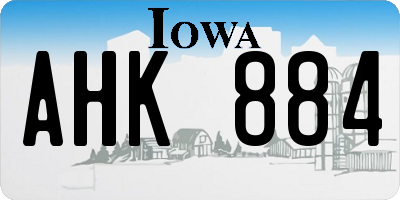 IA license plate AHK884
