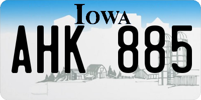 IA license plate AHK885