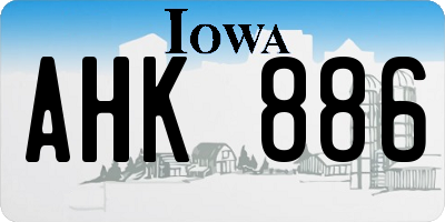 IA license plate AHK886