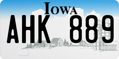 IA license plate AHK889