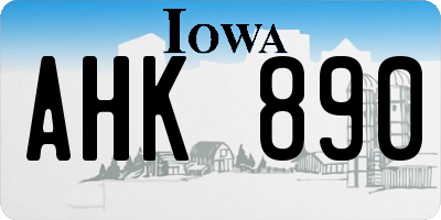 IA license plate AHK890