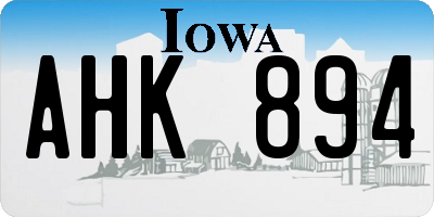IA license plate AHK894