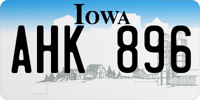 IA license plate AHK896
