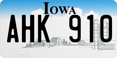 IA license plate AHK910