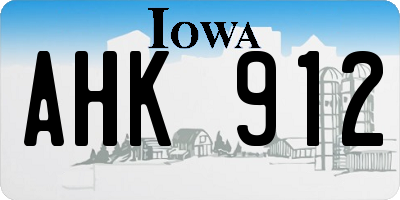 IA license plate AHK912