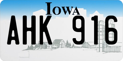 IA license plate AHK916