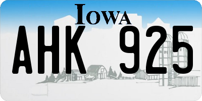 IA license plate AHK925