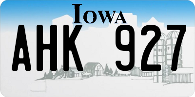 IA license plate AHK927