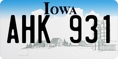 IA license plate AHK931