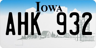 IA license plate AHK932