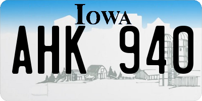 IA license plate AHK940