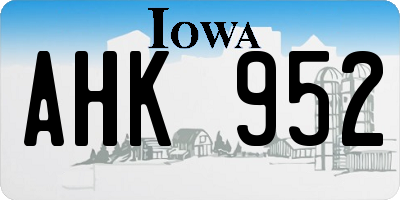 IA license plate AHK952