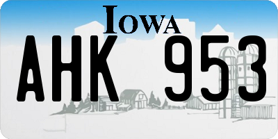 IA license plate AHK953