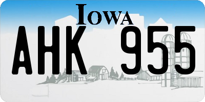 IA license plate AHK955