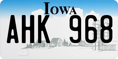 IA license plate AHK968