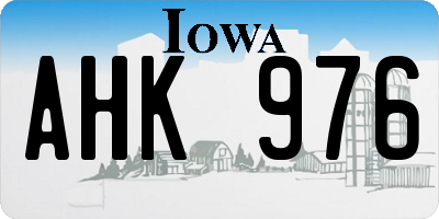 IA license plate AHK976