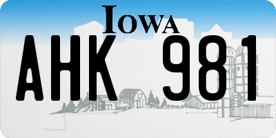 IA license plate AHK981