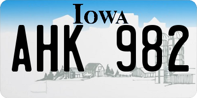 IA license plate AHK982