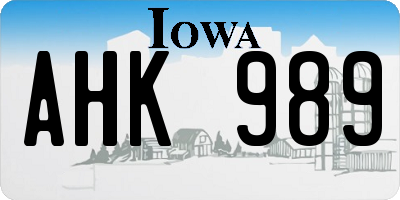 IA license plate AHK989