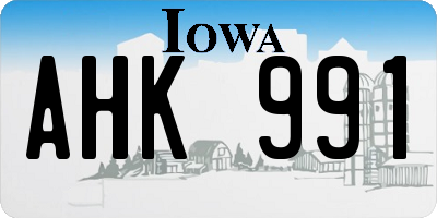 IA license plate AHK991
