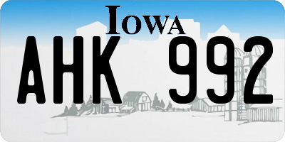 IA license plate AHK992