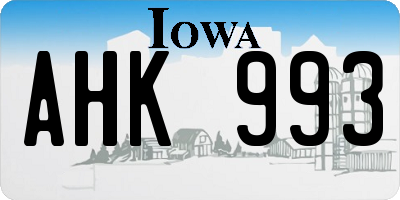 IA license plate AHK993