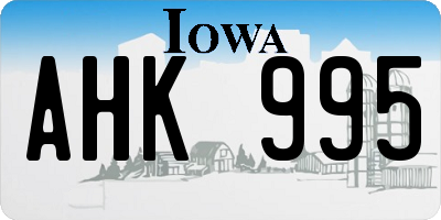 IA license plate AHK995