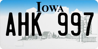 IA license plate AHK997