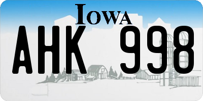 IA license plate AHK998