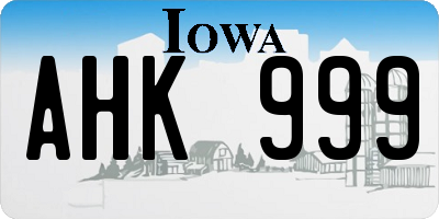 IA license plate AHK999