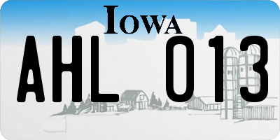 IA license plate AHL013