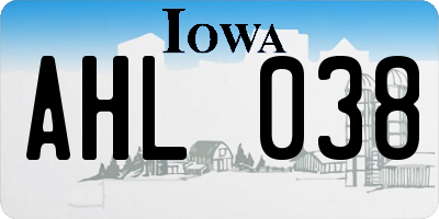 IA license plate AHL038