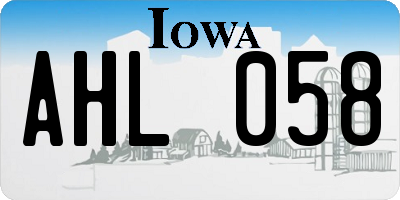 IA license plate AHL058