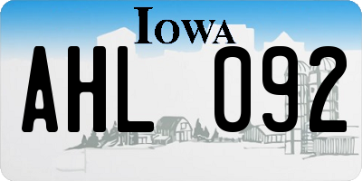 IA license plate AHL092