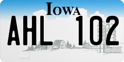 IA license plate AHL102