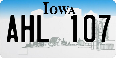 IA license plate AHL107