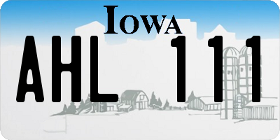 IA license plate AHL111