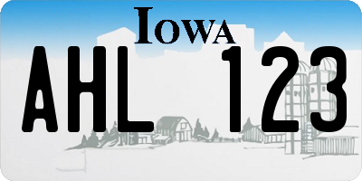 IA license plate AHL123